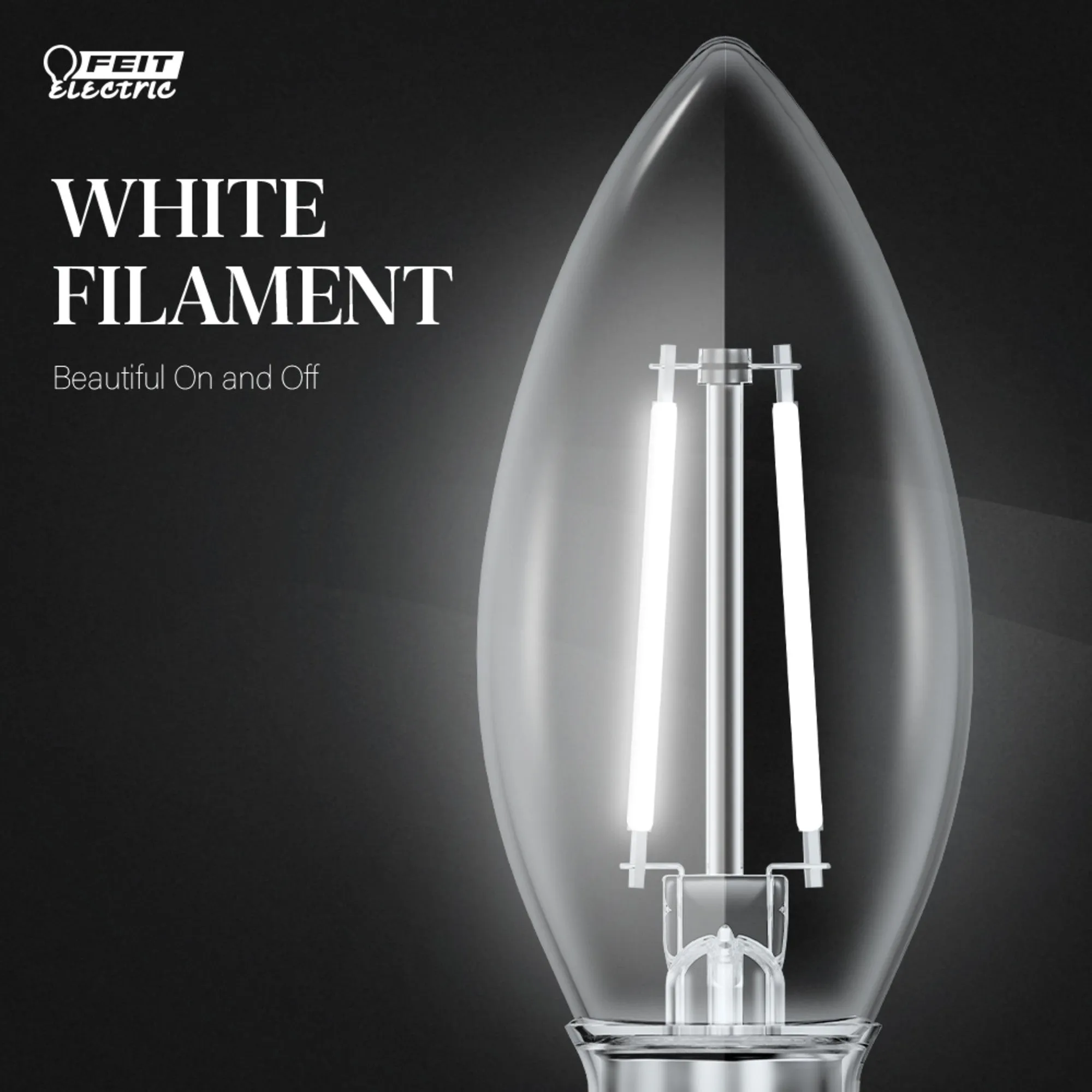 10W (100W Equivalent) Daylight (5000K) B10 Shape (E12 Base) Torpedo Tip LED Exposed White Filament Bulb (2-Pack)