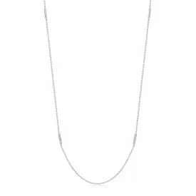 18ct White Gold 80cm Chain Necklace With Diamond Set Bars