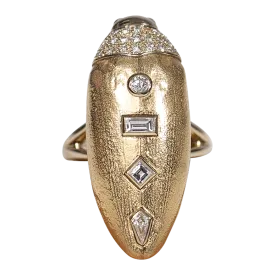 18K Yellow Gold Scarab Pop Art Diamond Ring