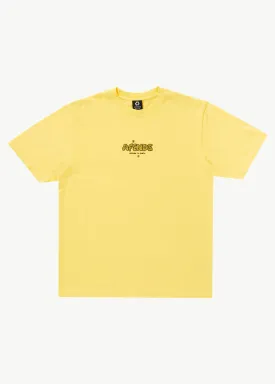 AFENDS Mens Earthling - Retro Graphic Logo T-Shirt - Butter