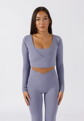 AirSilk Long Sleeve Wrap Crop Moonlight