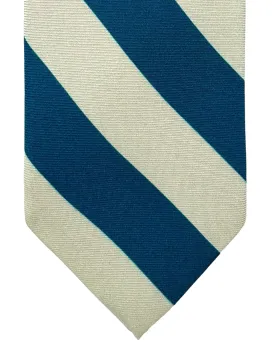 Barba Sevenfold Tie Silver Teal Stripes Design - Sartorial Neckwear SALE