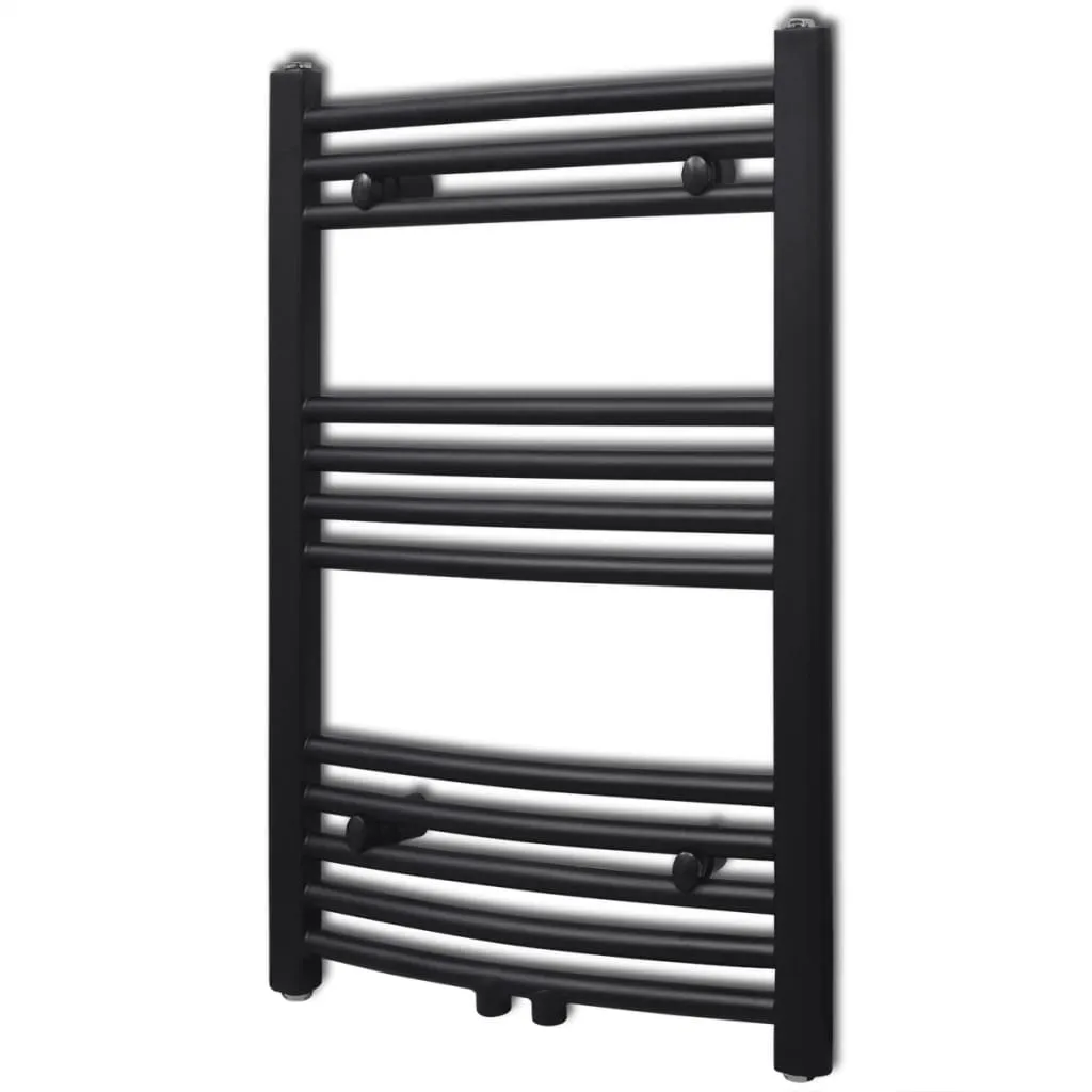 Bathroom Heating Towel Rail Radiator Curve 500x764 mm Black