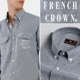 Battleship Gray Hand Painted Flannel Designer Shirt