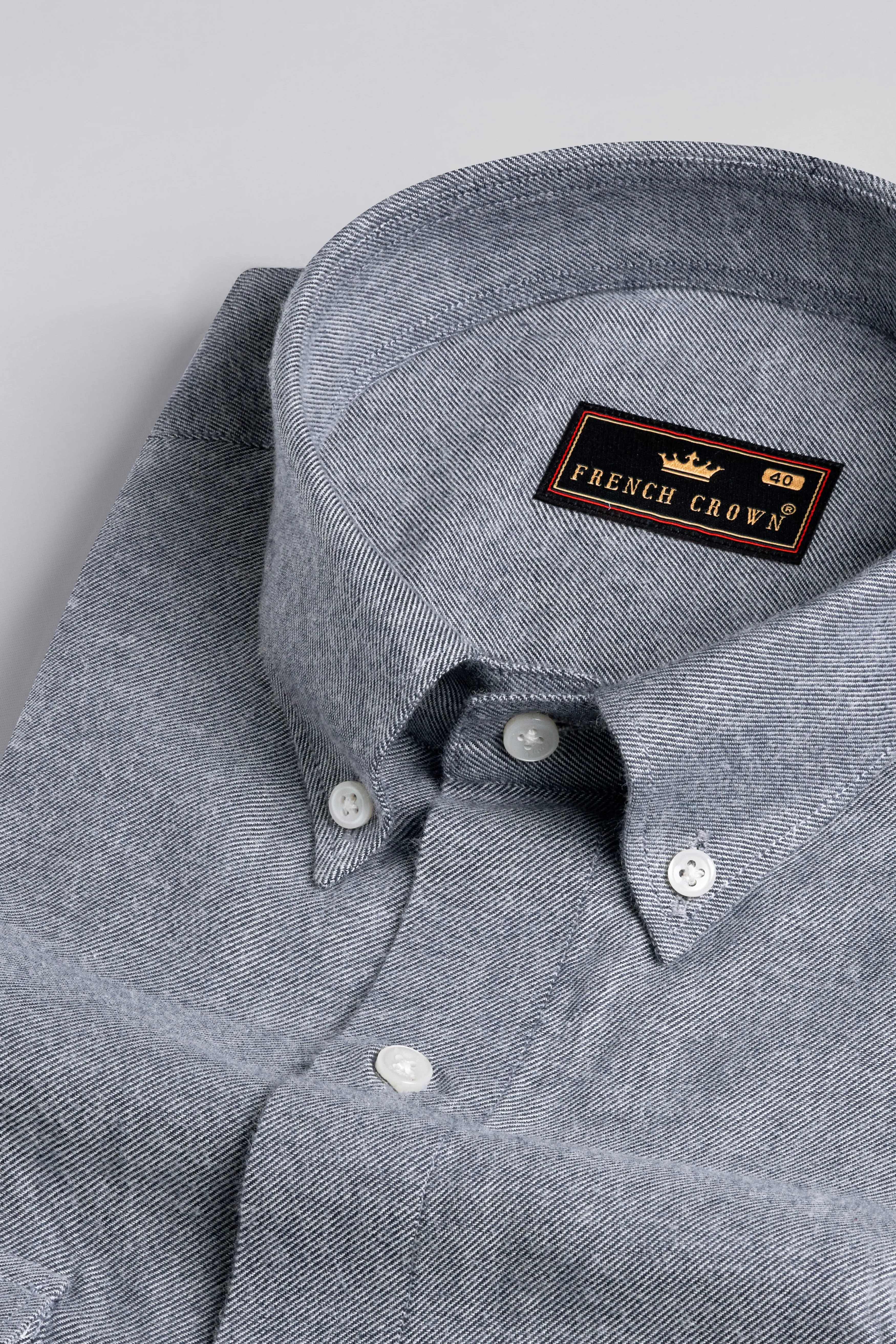 Battleship Gray Hand Painted Flannel Designer Shirt