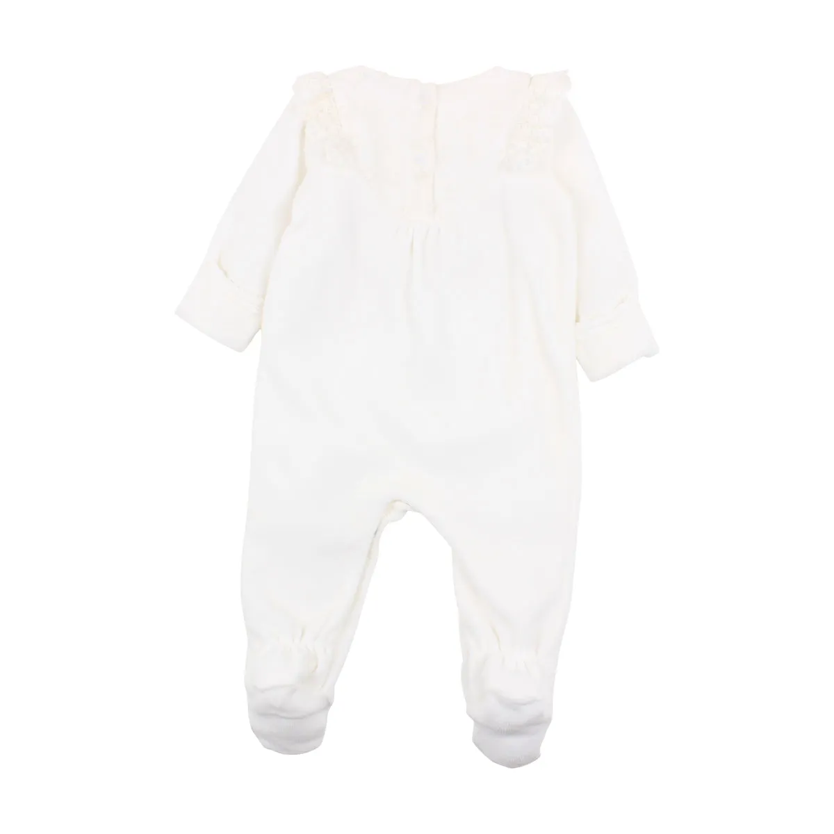 Bebe Velour Lace Romper in Cloud (Size NB-12M)