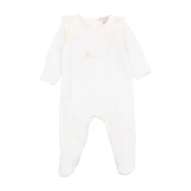 Bebe Velour Lace Romper in Cloud (Size NB-12M)