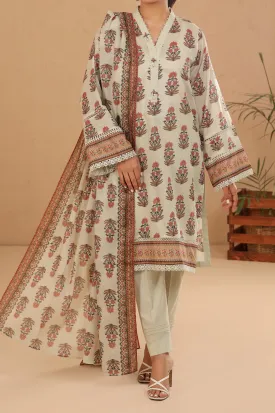 Beige Printed 3PC Unstitched