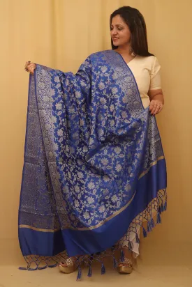 Blue Banarasi Silk Dupatta