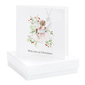 Boxed Christmas Holly Fairy Necklace Card