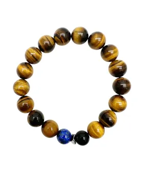 Brown Tiger-eye With Blue Lapis Men's Bracelet MEB07