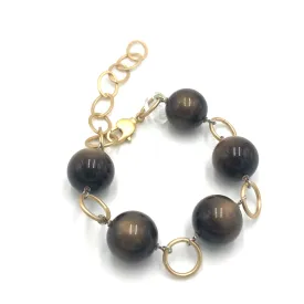 Chocolate Moonglow & Gold Stations Bracelet