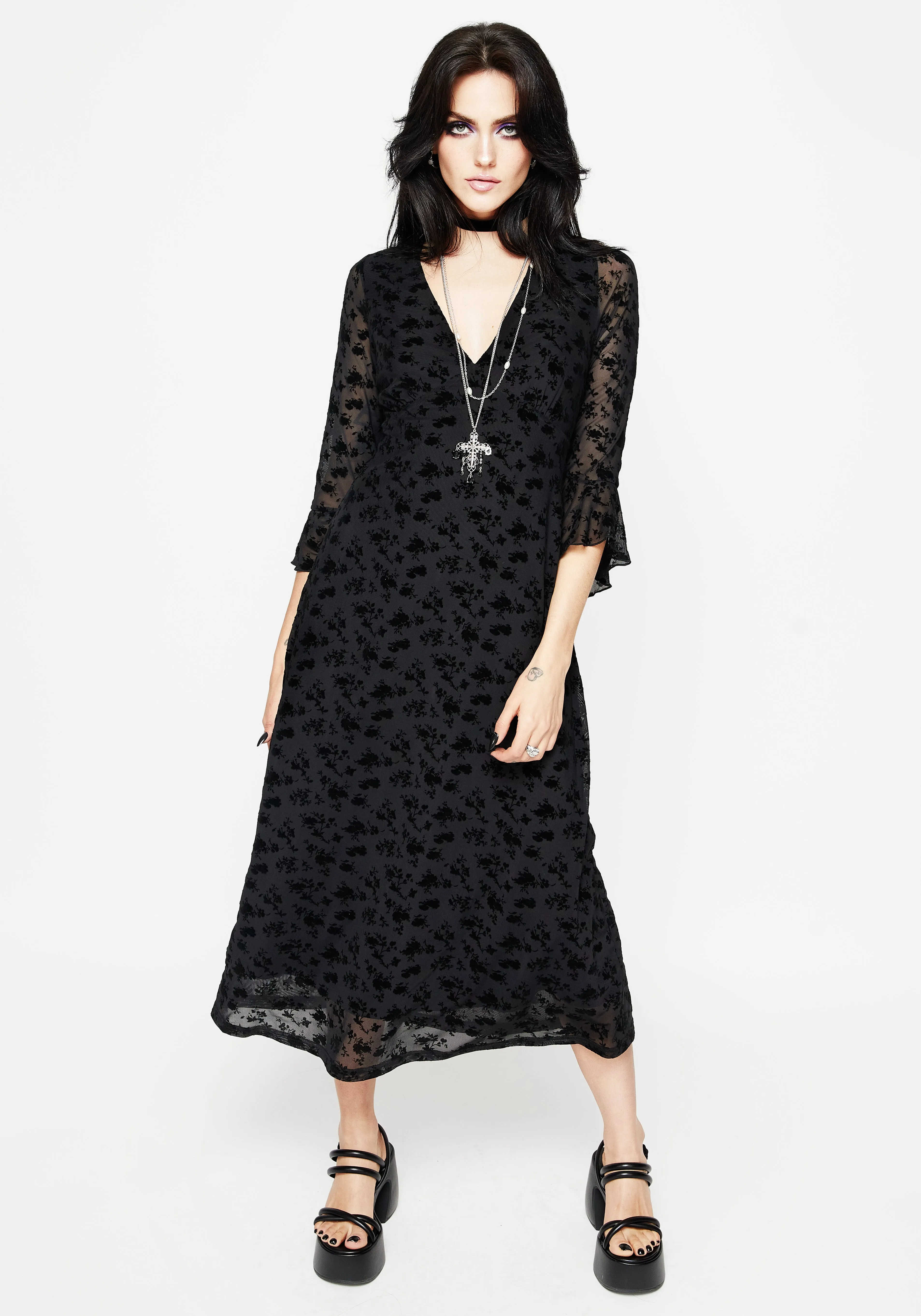 Conduit Floral Mesh Layered Midaxi Dress