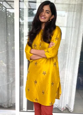 Dhuri Mustard Printed Kurta