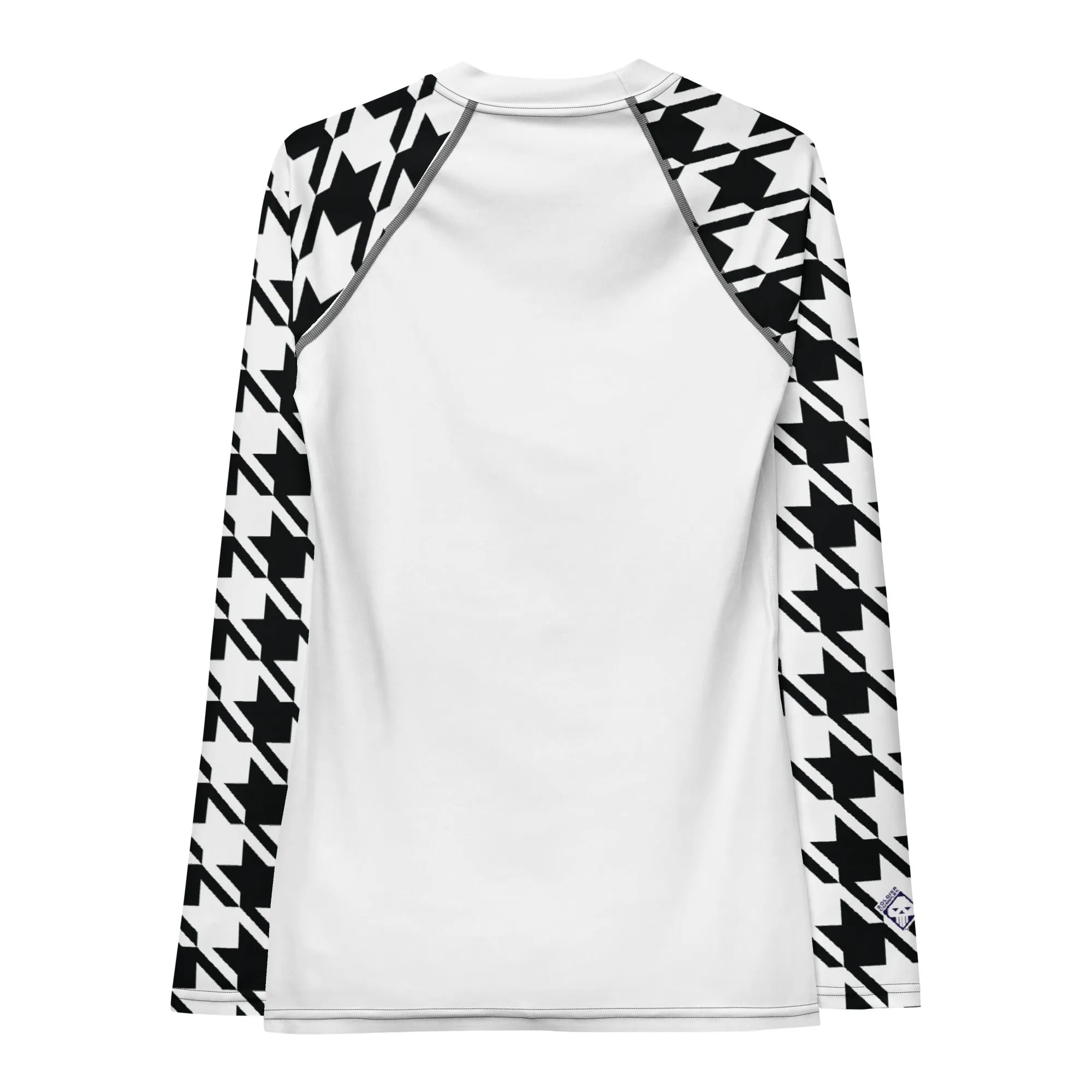 Fashion Meets Function: Women's Classic Jiu-Jitsu Houndstooth BJJ Rash Guard Blanc