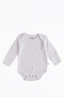 Full sleeve soft pink dot pattern in white bodysuit for baby