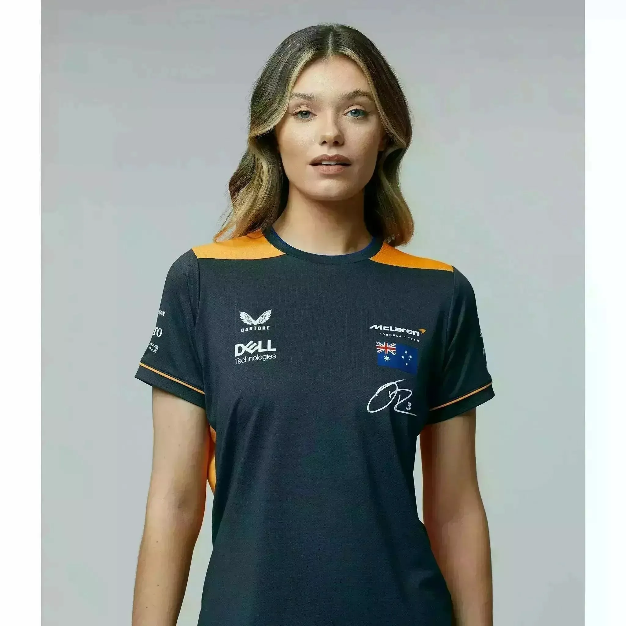 McLaren F1 Women's Daniel Ricciardo Team Replica Set Up T-Shirt- Papaya/Phantom