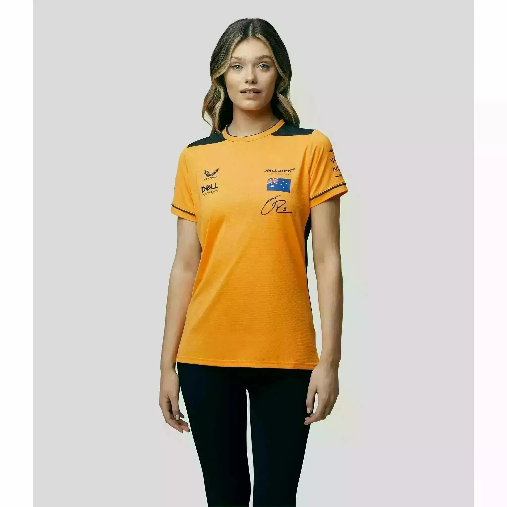 McLaren F1 Women's Daniel Ricciardo Team Replica Set Up T-Shirt- Papaya/Phantom