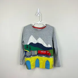 Mini Boden Lift The Flap Scene T-shirt Grey Marl Train 6-7