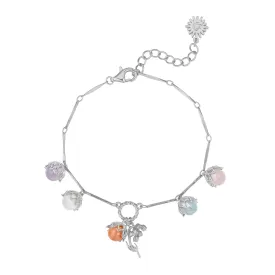 Moonstone, Sunstone, Amethyst, Blue Topaz, Rose Quartz Silver Dangle Bracelet - Lily of the Valley