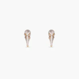 Pearl Floral CZ Drop Earrings