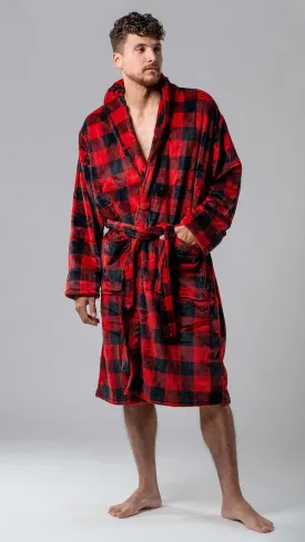 Robe de chambre Wanted rouge avec carreaux sans capuchon