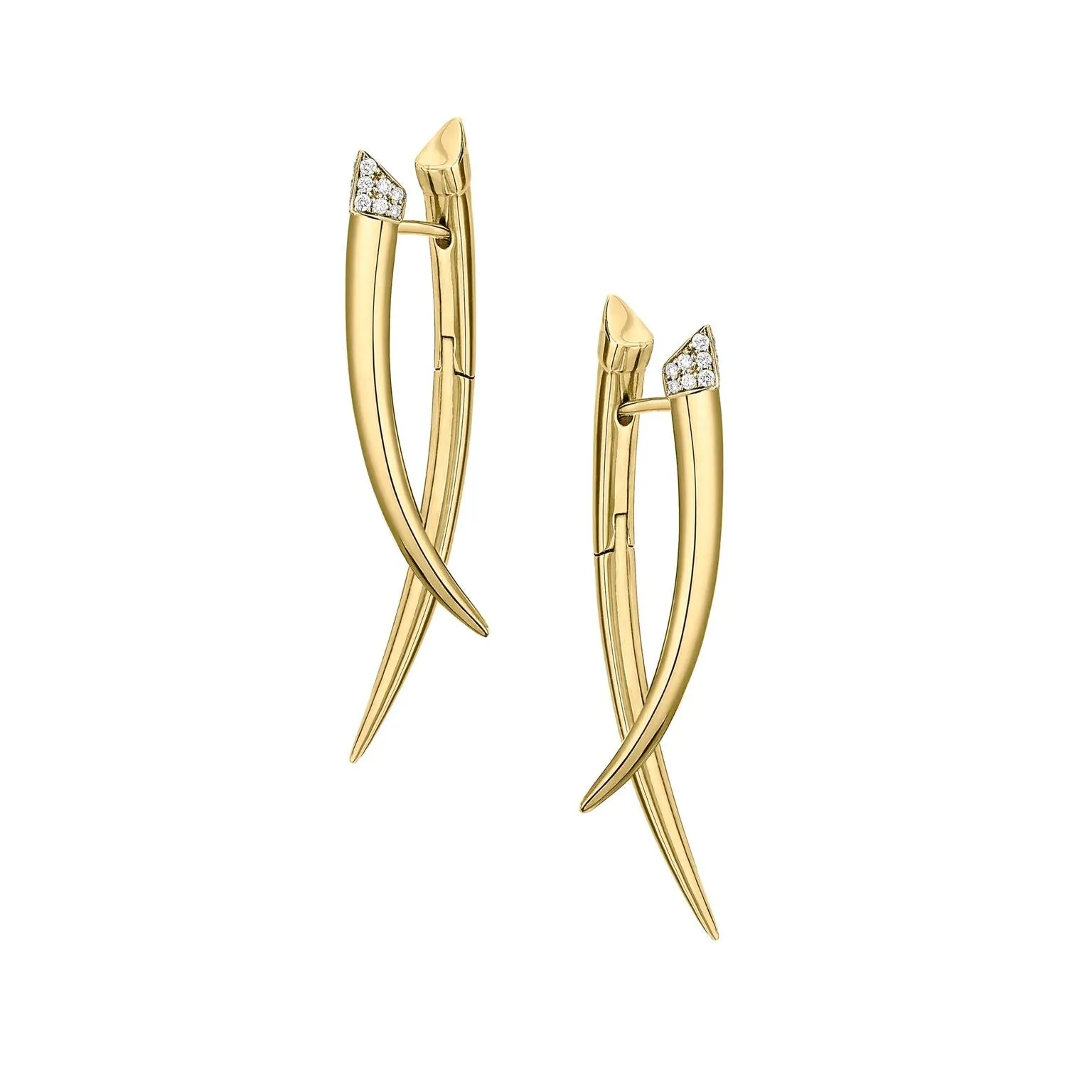 Sabre Crossover Earrings - Yellow Gold Vermeil & Diamond Pavé