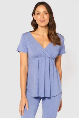 Short Sleeve Cross Front PJ Top - Lavender