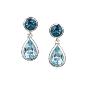 Silver Blue Topaz Drop Earrings