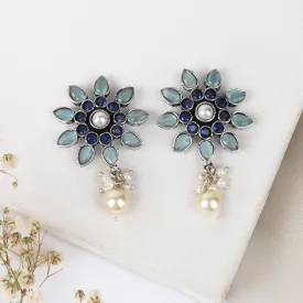 Teejh Eesha Light Blue Silver Oxidised Earring