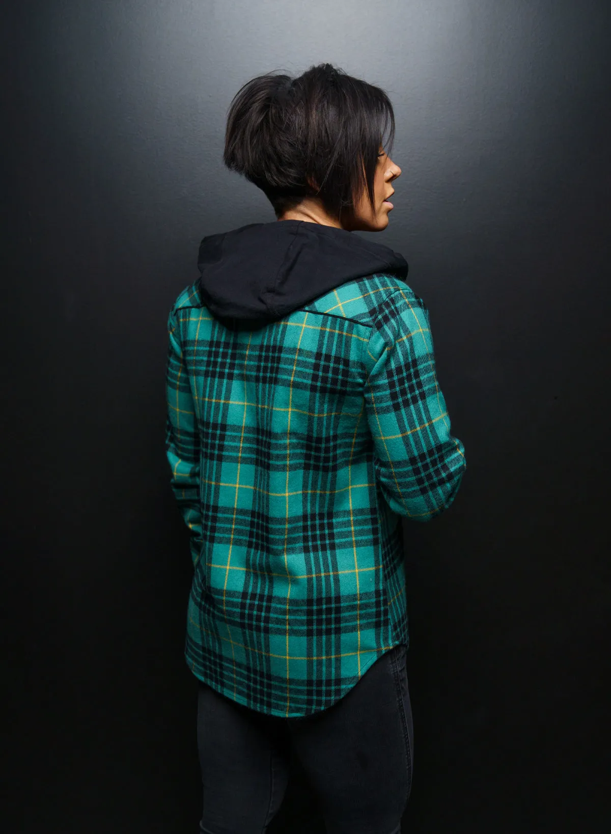 WOMEN'S HOODED FOREVER FLANNEL - GREEN