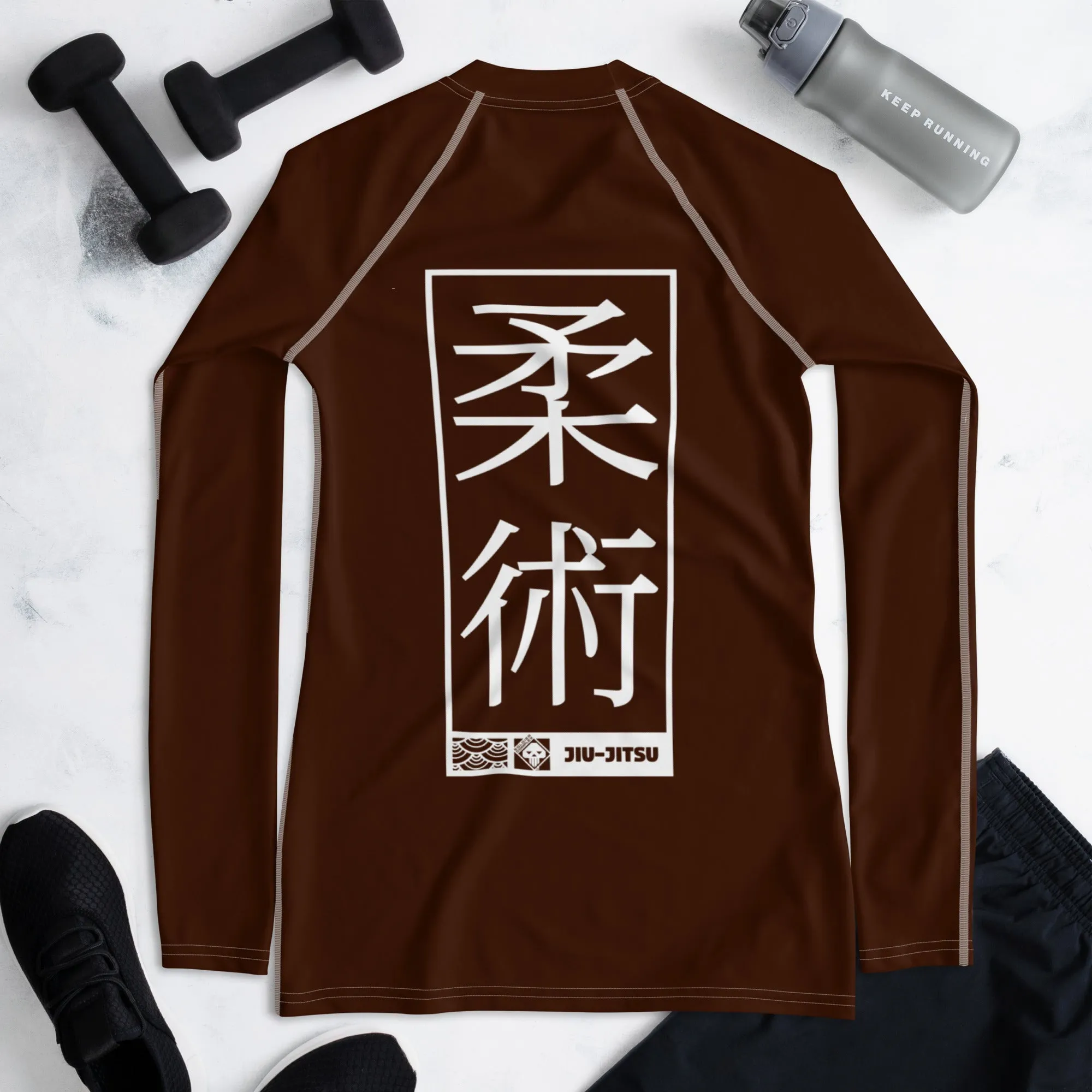 Womens Long Sleeve BJJ Rash Guard - Jiu-Jitsu 006 - Chocolate