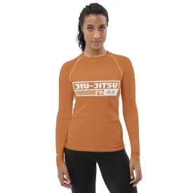 Womens Long Sleeve BJJ Rash Guard - Jiu-Jitsu 007 - Raw Sienna