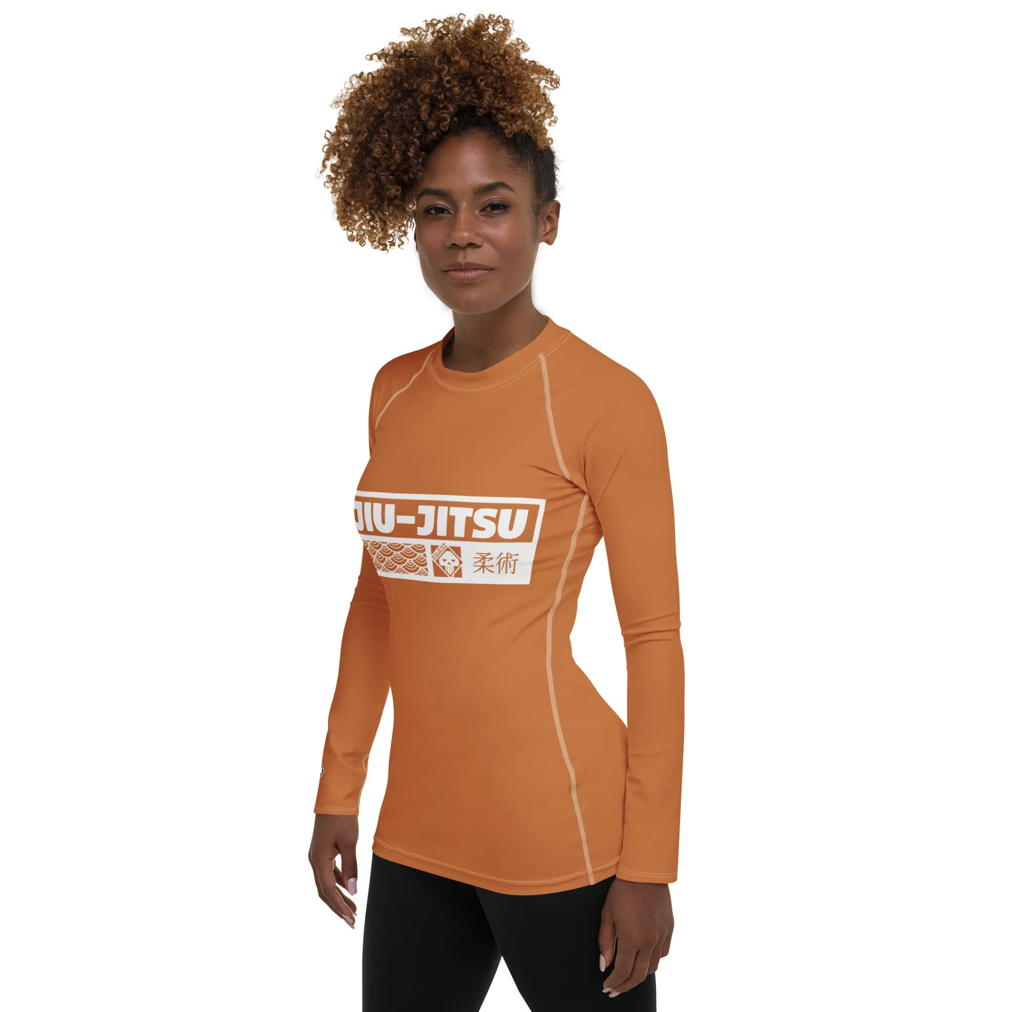 Womens Long Sleeve BJJ Rash Guard - Jiu-Jitsu 007 - Raw Sienna