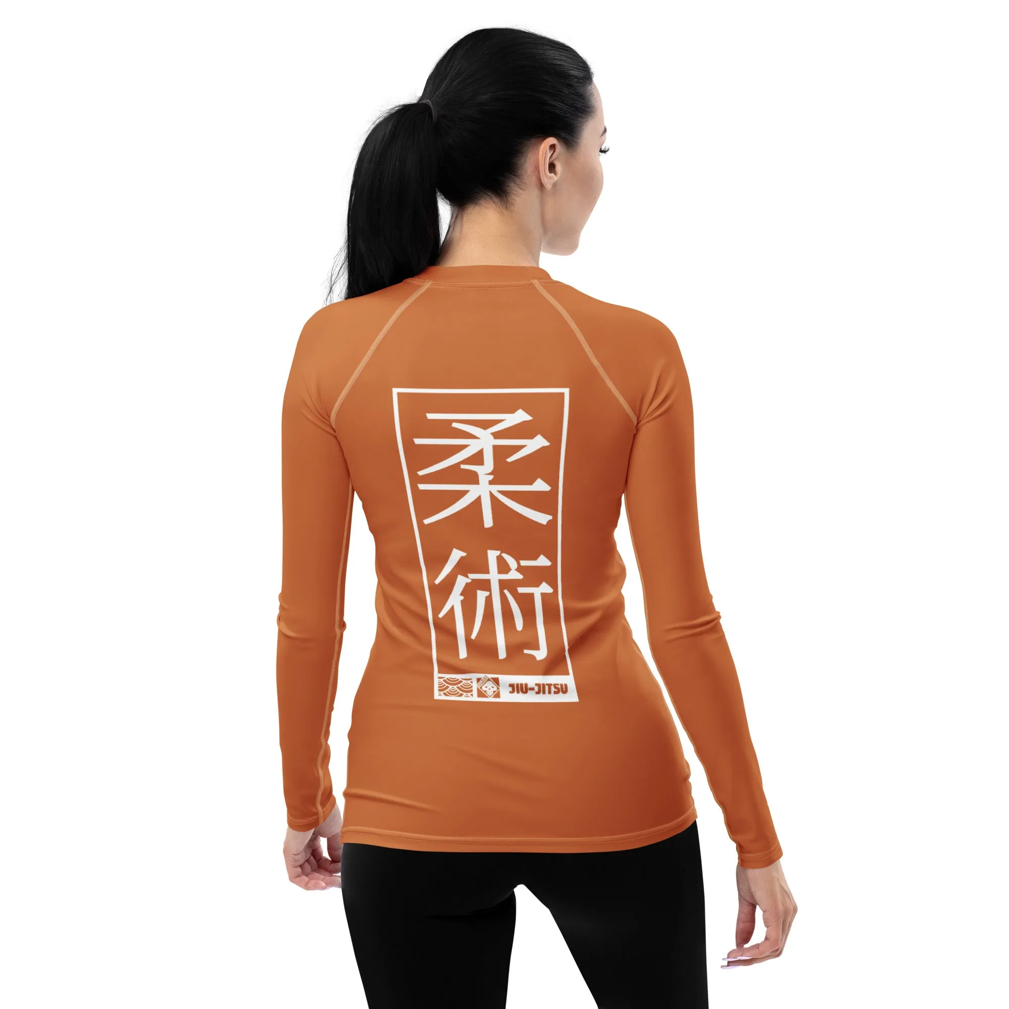 Womens Long Sleeve BJJ Rash Guard - Jiu-Jitsu 007 - Raw Sienna